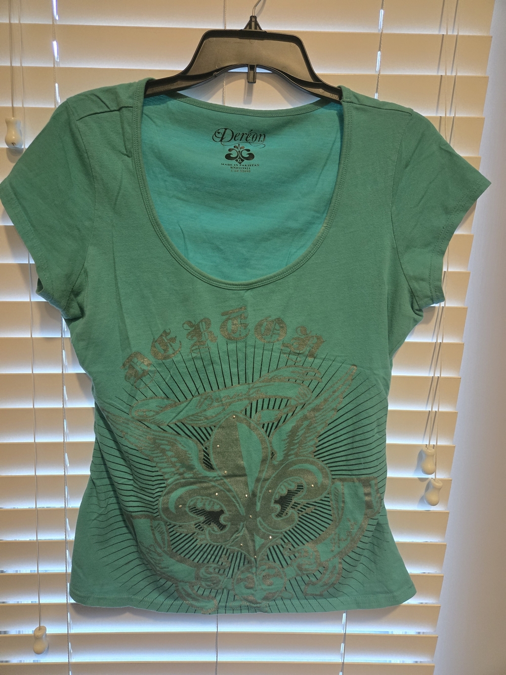 Dereon Teal Short Sleeve Scoop Neck Tee